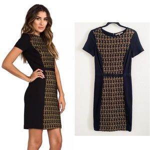 Halston Heritage Contrast Lace Olive Green Black Pencil Sheath Dress 2